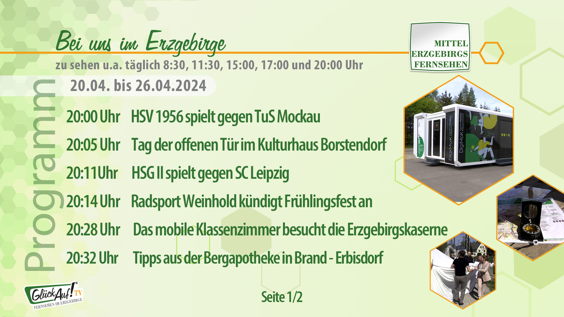 Bei uns im Erzgebirge für die Woche vom 20.04. bis 26.04.2024 Bei uns im Erzgebirge für die Woche vom 20.04. bis 26.04.2024