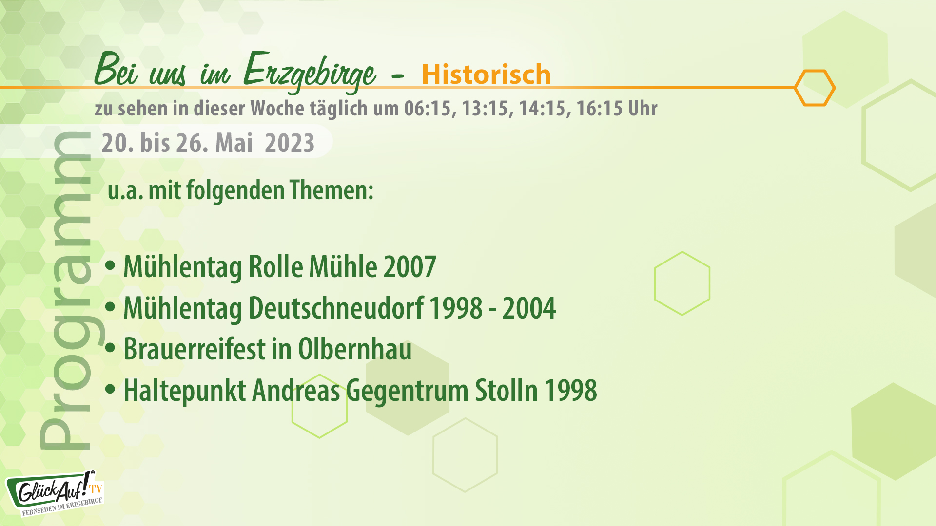 Bei uns im Erzgebirge - historisch für die Woche vom 20. bis 26. Mai 2023